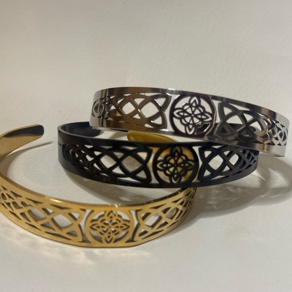 Accessories - (1) Celtic knot North Star Triskele Stainless Steel Cuff Bracelets